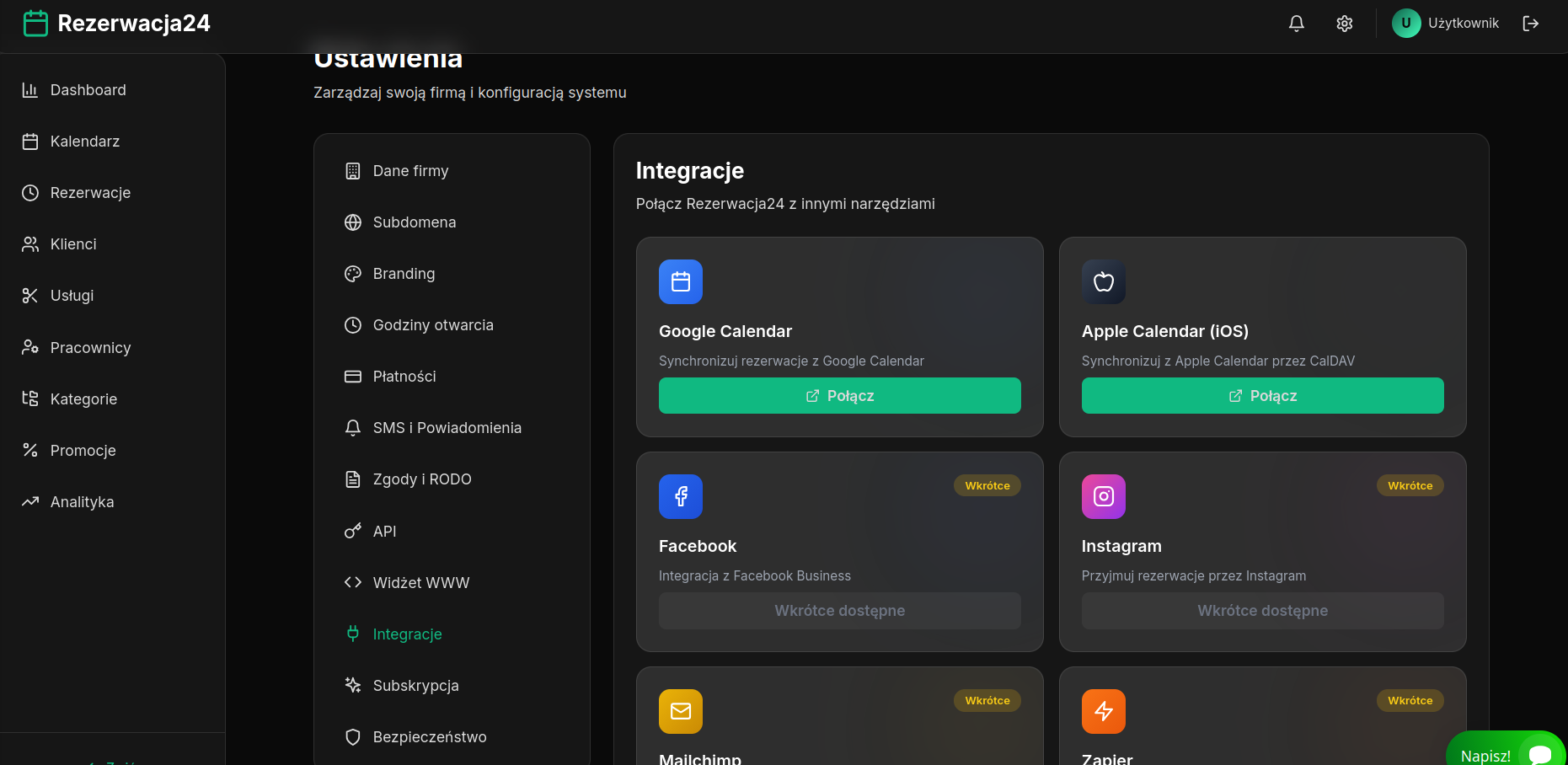 Integracje Kalendarzy - Screenshot