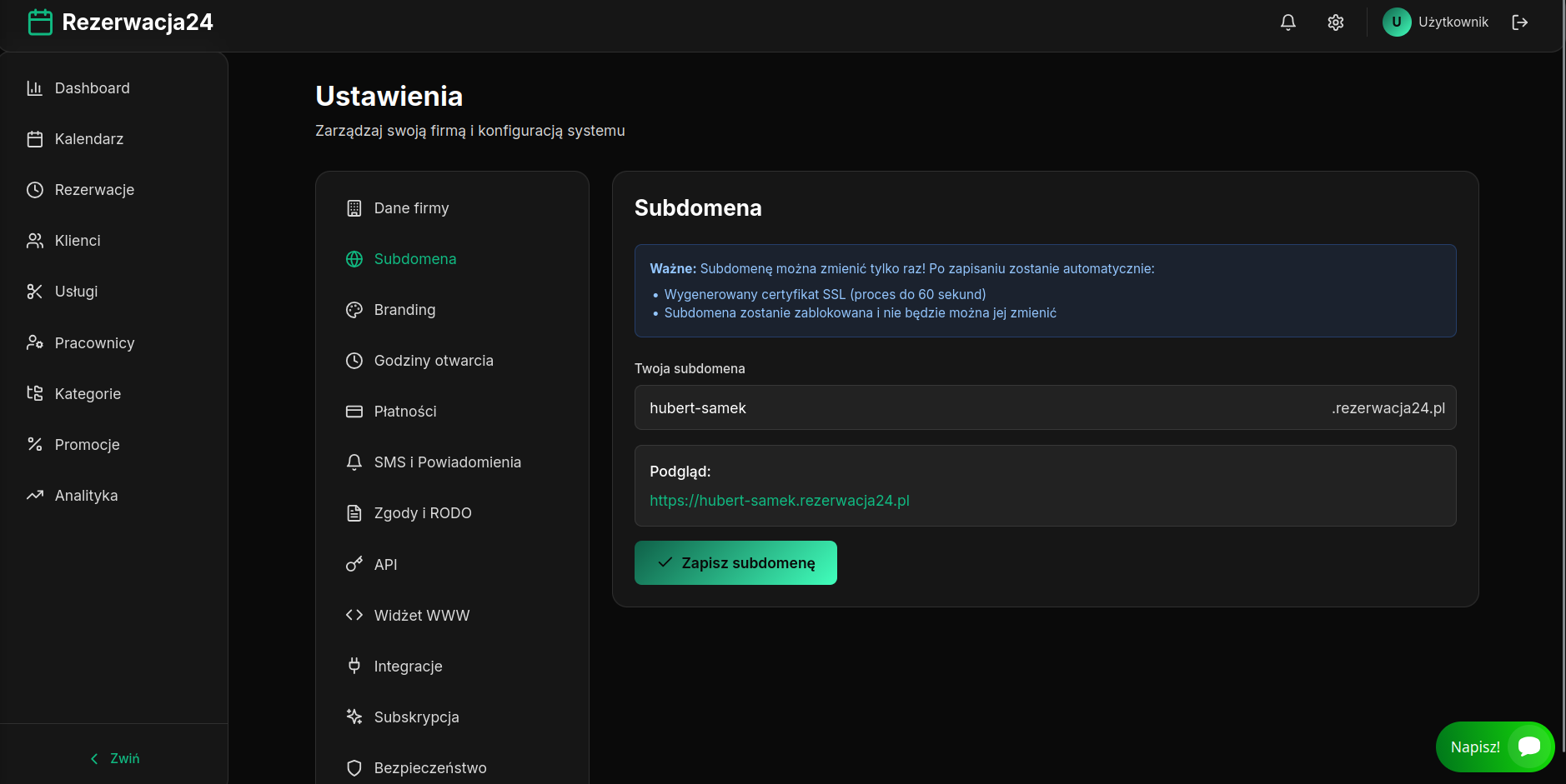 Własna Subdomena - Screenshot